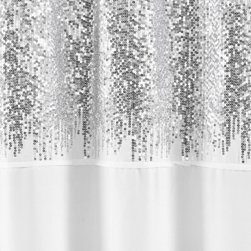 70"x72" Shimmer Sequins Solid Shower Curtain Silver - Lush Décor