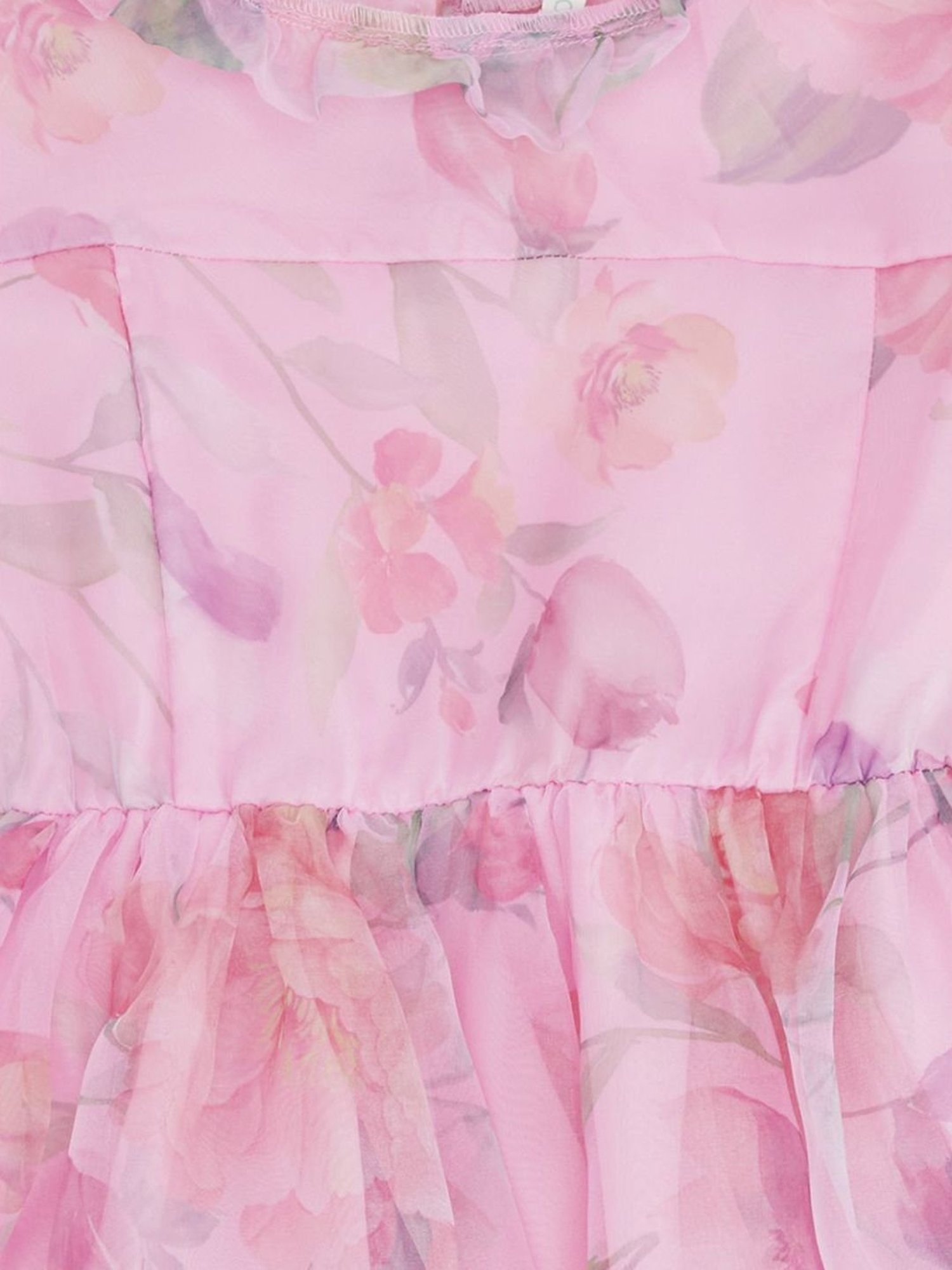 Pantaloons Junior Pink Cotton Floral Print Dress