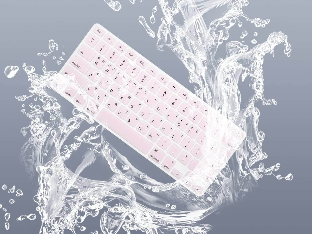 HRH Korean Silicone Keyboard Cover Skin for MacBook Old Air 13,Macbook Pro 13/15/17(with or Non Retina Display,2015 or Older Version)&Older iMac USA Layout(Not for Macbook New 13 Air A1932)-Light Pink