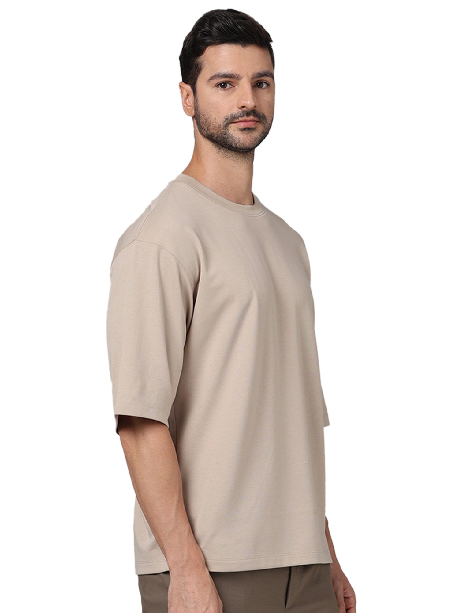 celio* Beige Regular Fit Crew T-Shirt