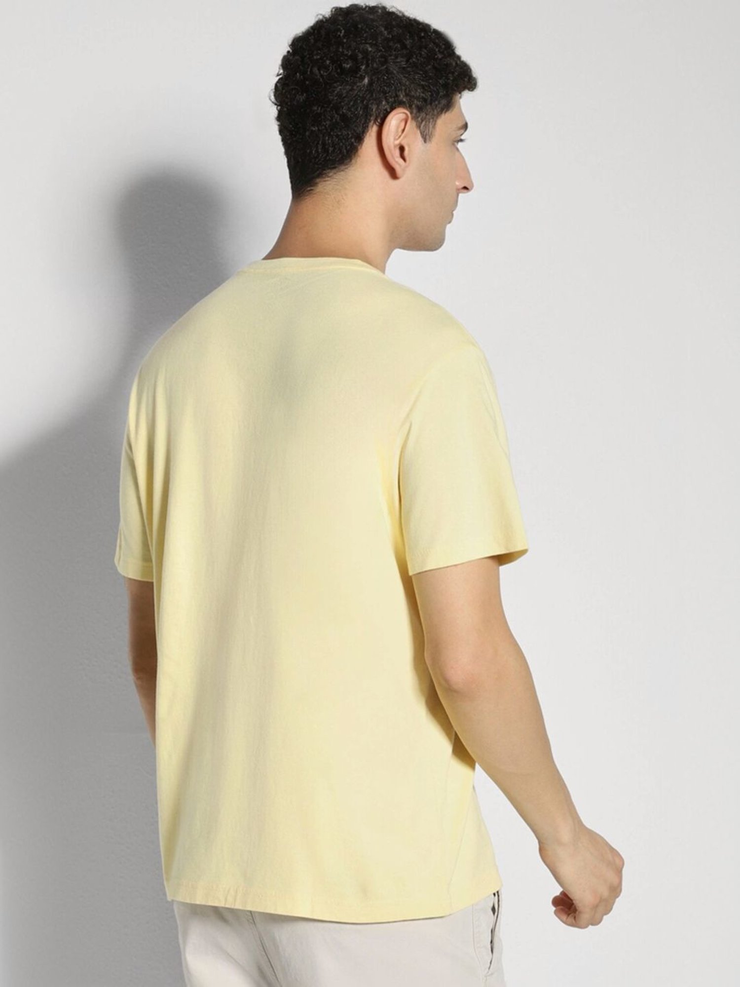 American Eagle Yellow Cotton Regular Fit Printed T-Shirt