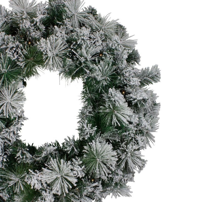 Northlight Pre-Lit Flocked Somerset Spruce Artificial Christmas Wreath - 36-Inch, Clear Lights