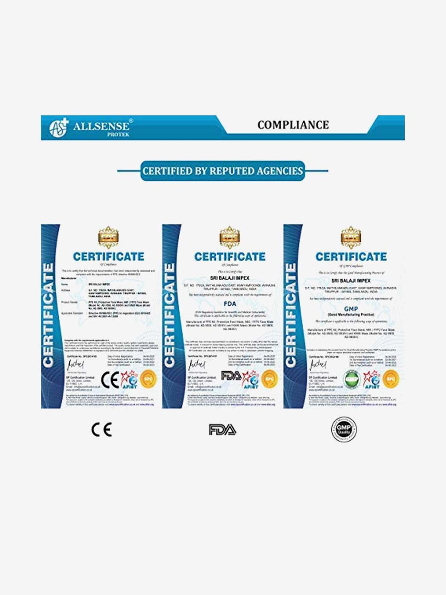 Allsense N95 FFP2 5 Layer Anti Pollution Face Mask with Ear Loop - Pack of 3 (White)