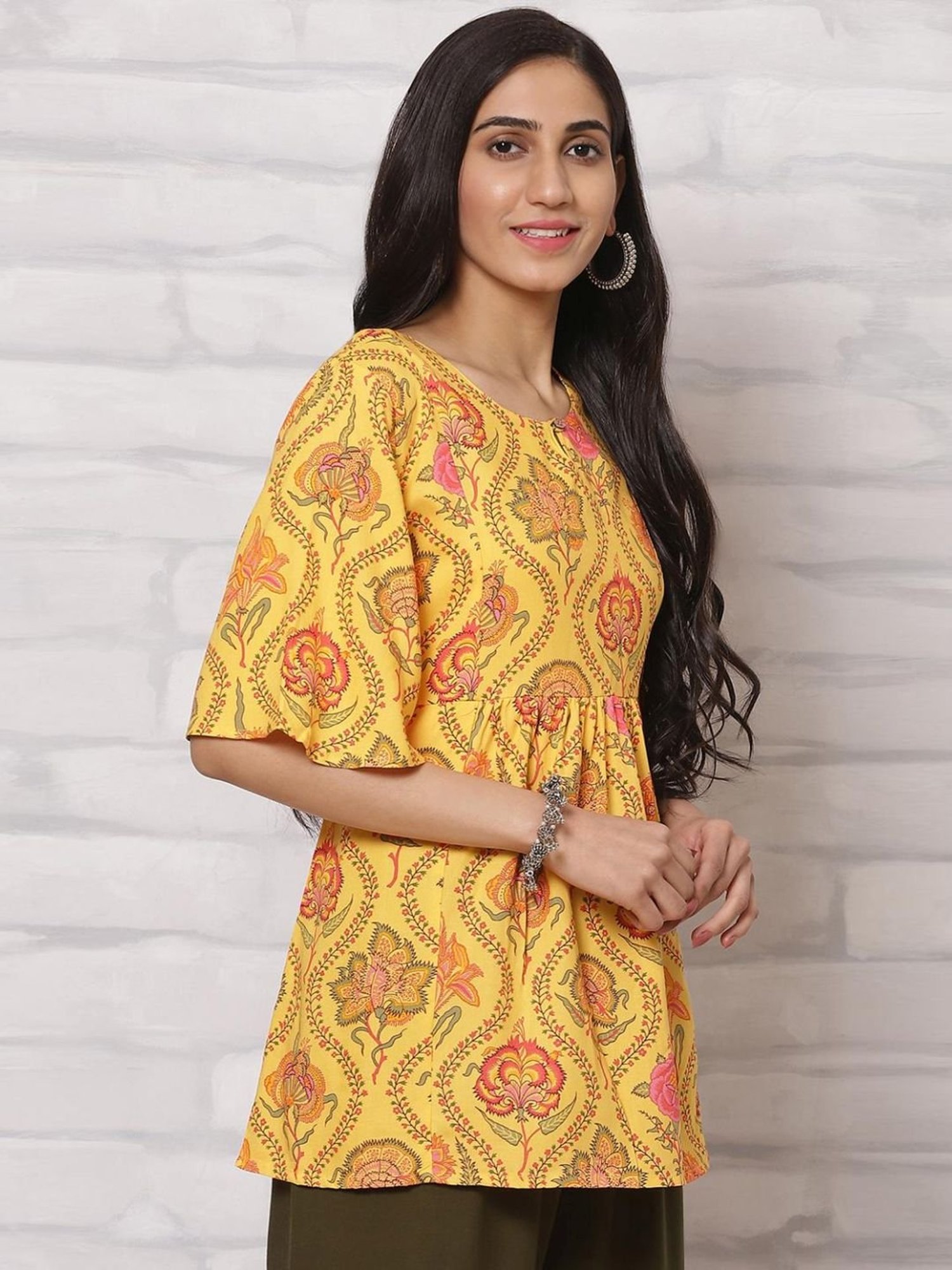 Rangriti Yellow Printed Top