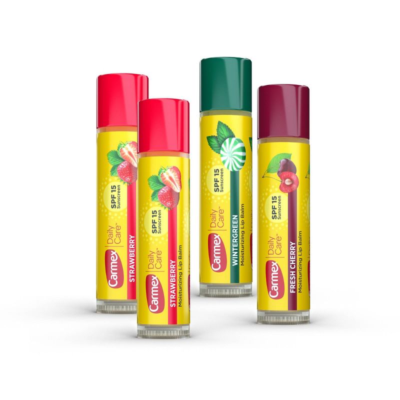 Carmex Daily Care Lip Balm Moisturizing Assorted Stick - SPF 15 - 4pk/0.60oz