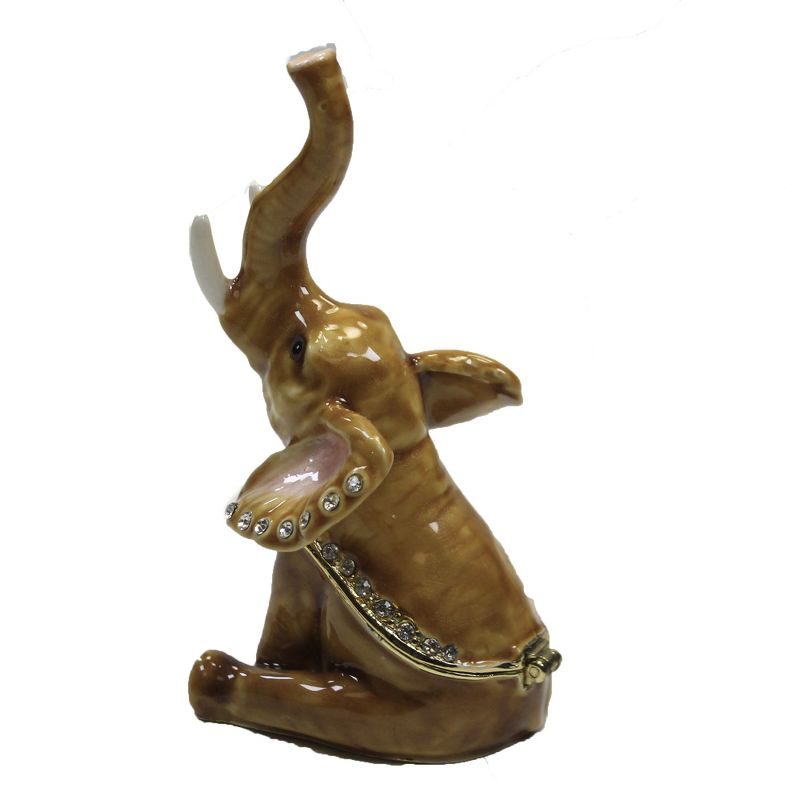 Hinged Trinket Box 3.5" Elephant Box Magnetic Crystals  -  Decorative Figurines