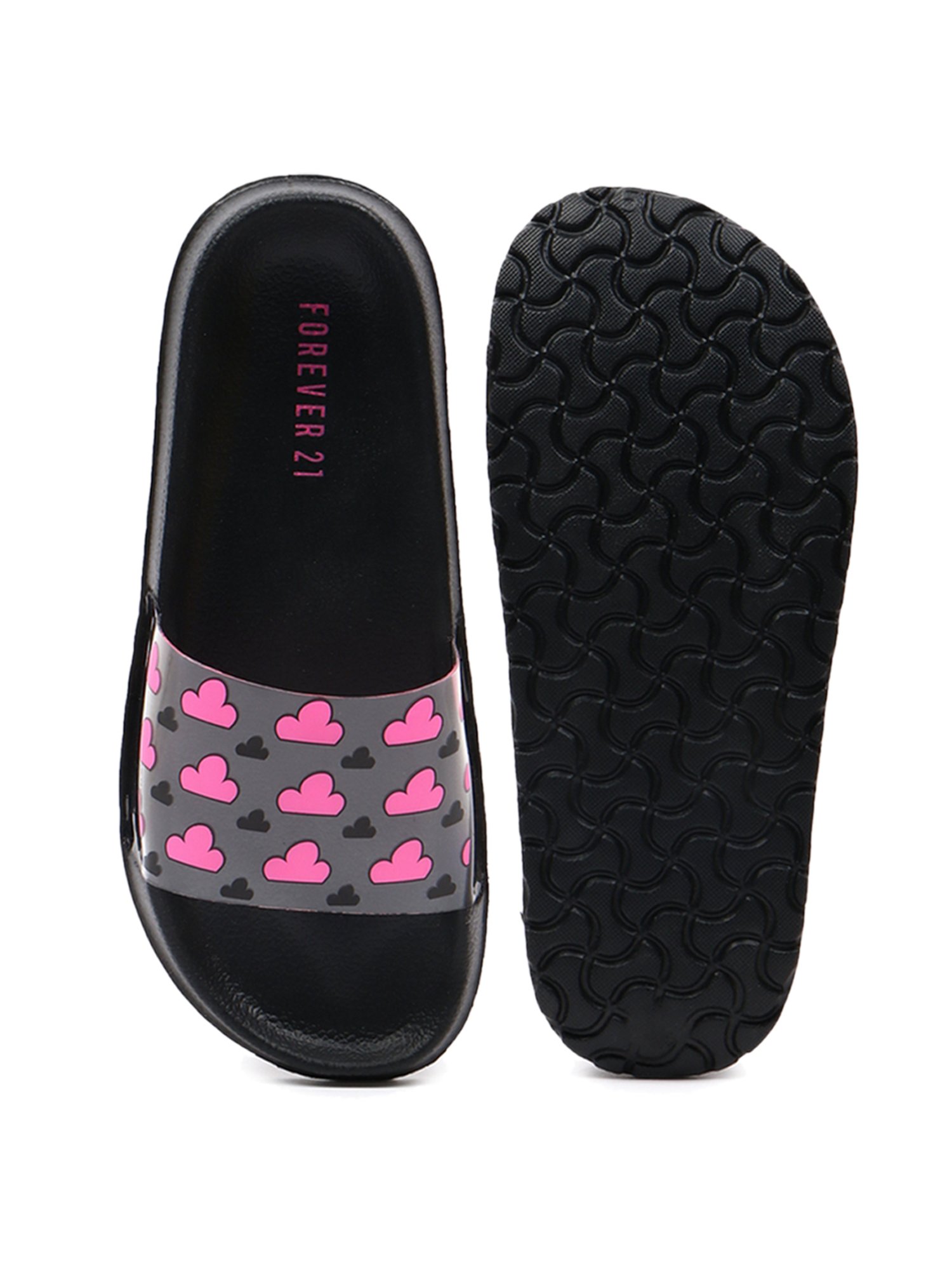 Forever 21 Women's Black & Pink Casual Sandals