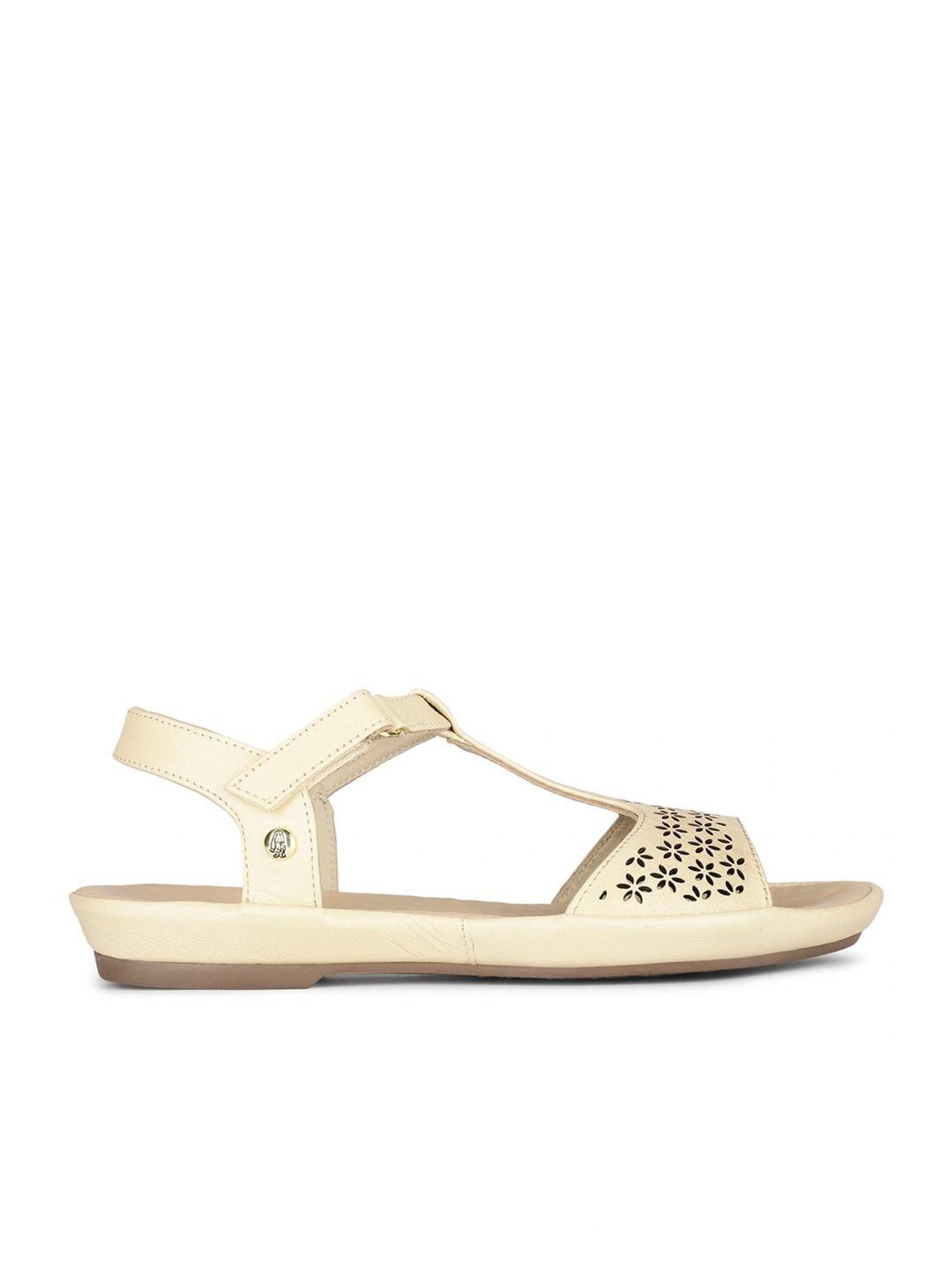 Hush Puppies by Bata Women's New Canna Beige Ankle Strap Sandals