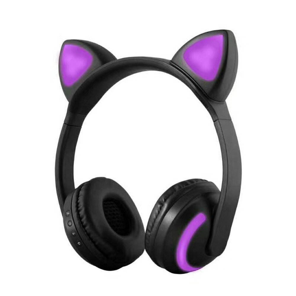 CORN  Cartoon Shape Bluetooth 4.1 Wireless  and 3.5mm Wired Connectivity  Dual-mode Headset, Stereo Low Deep Bass, Multi-color Led Light Effect--Rabbit Girl