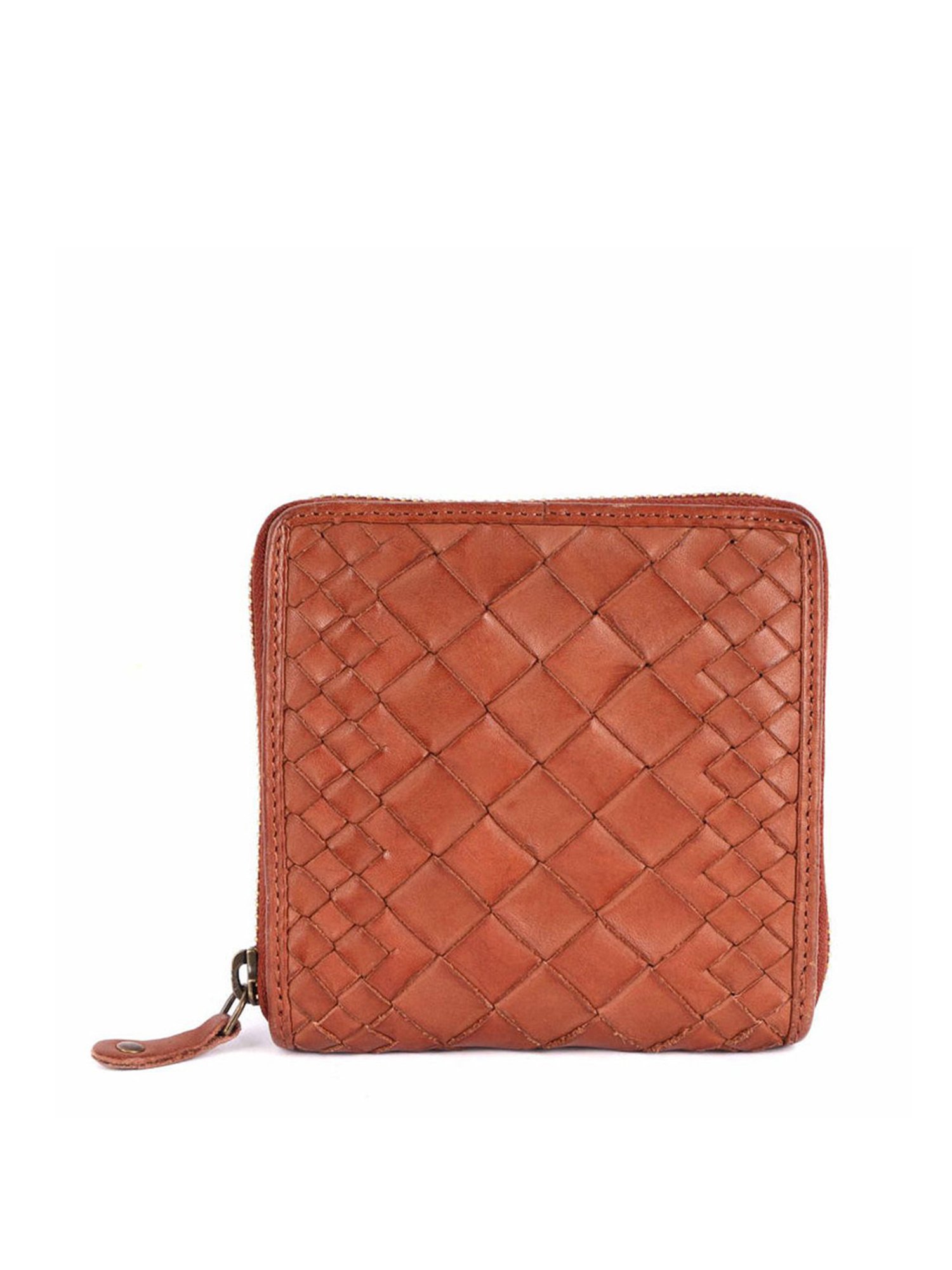 KOMPANERO Marquis Cognac Leather Textured Zip Around Wallet