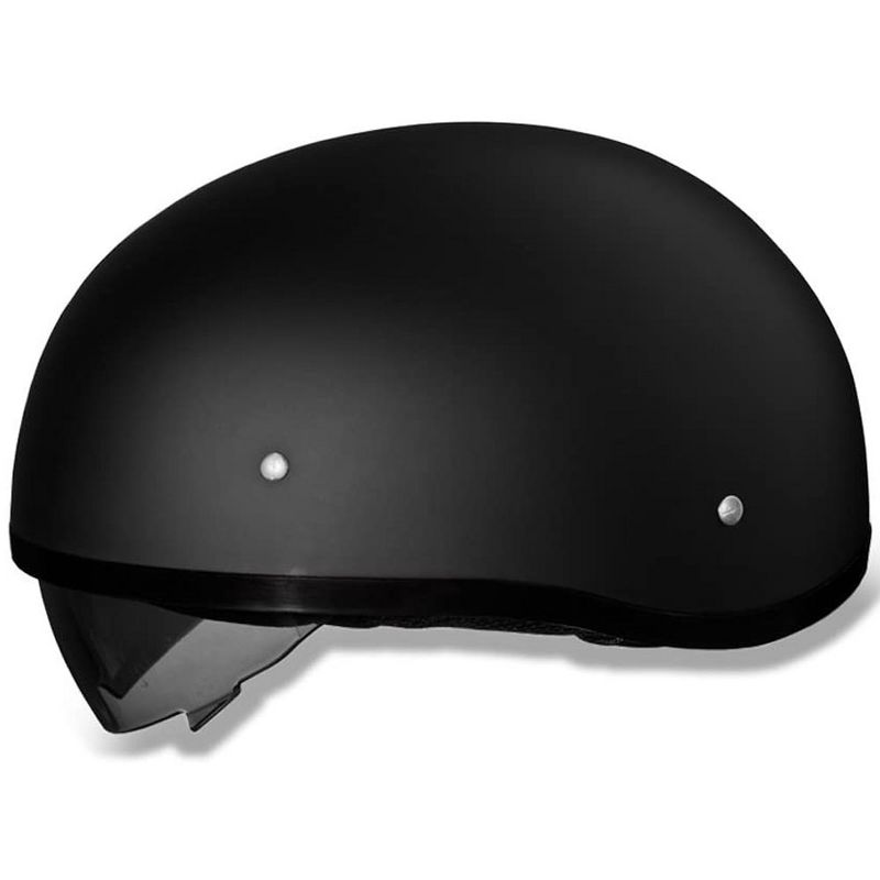 Daytona Helments DS8-B-M Skull Cap Adult Half Shell Motorcycle Safety Gear with Inner Retractable Smoke Shield, Medium, Dull Black
