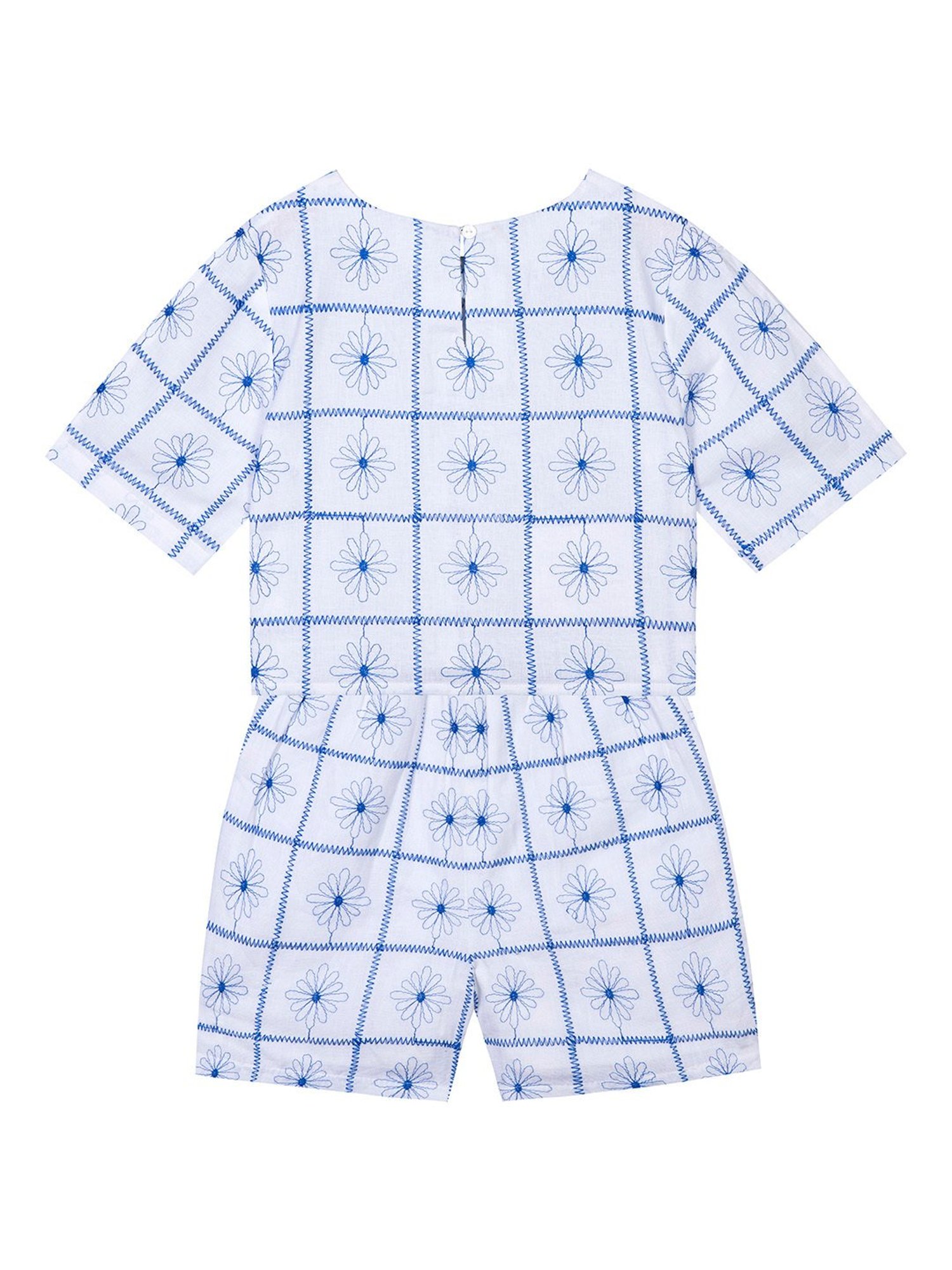 Budding Bees Kids Blue & White Floral Print Top with Shorts