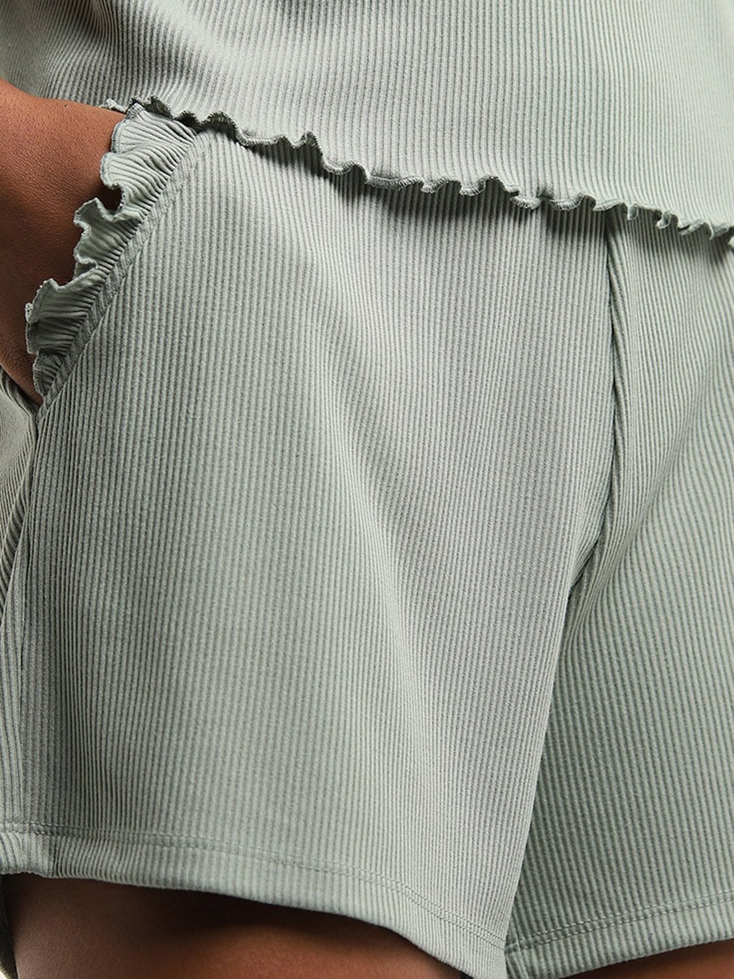 Superstar by Westside Sage Ribbed Textured High-Rise Shorts