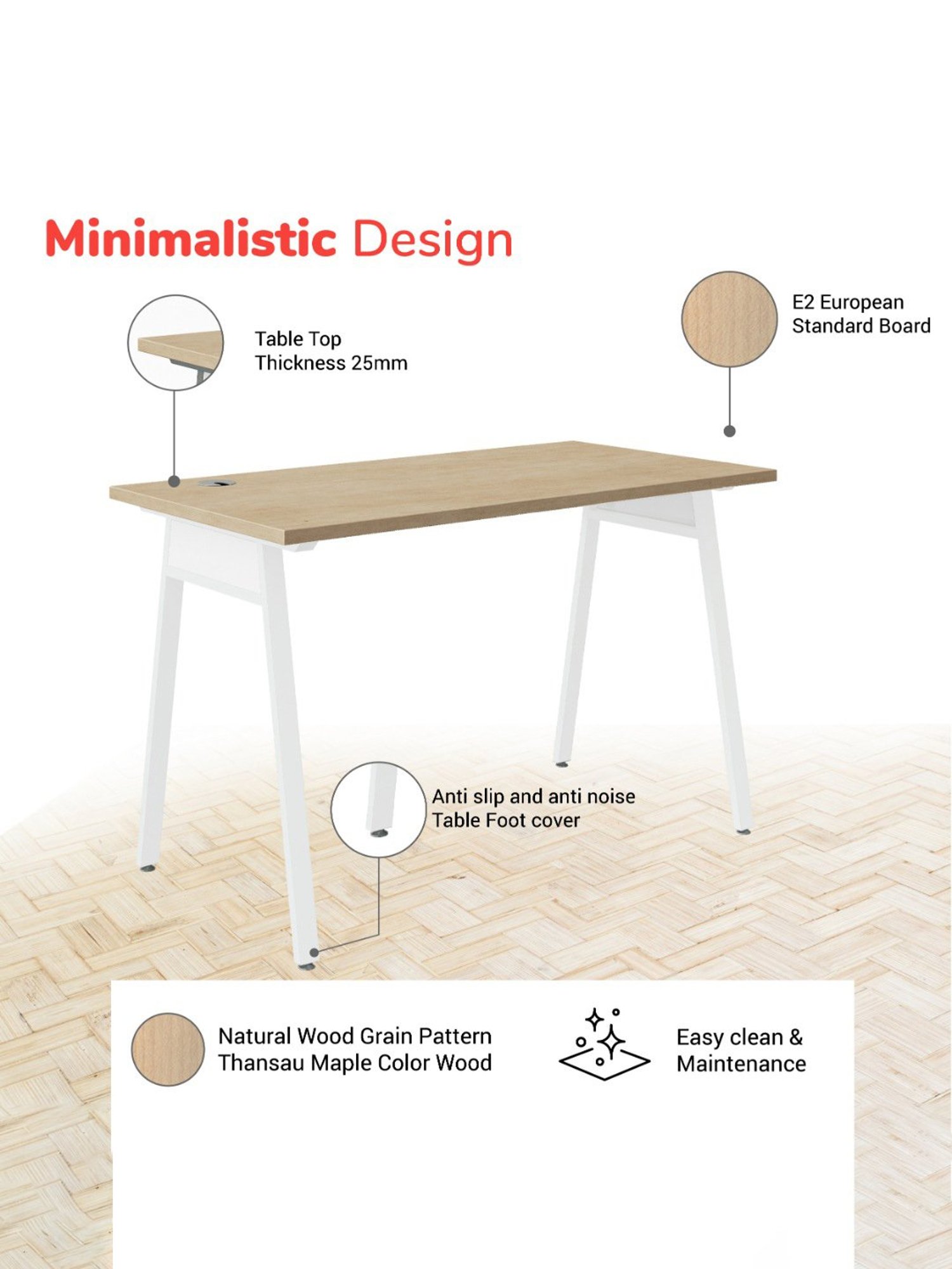HNI India IONIC Engineered Wood Executive Office & Study Desk (White-900MM)