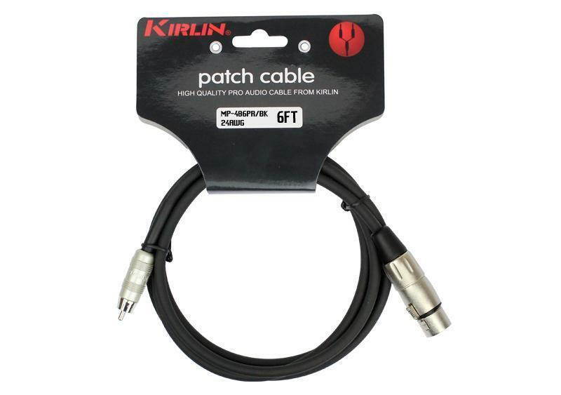 6ft Kirlin Original XLR 3-Pin Female to RCA Male 24awg OFC Patch Cable, XR-4006K