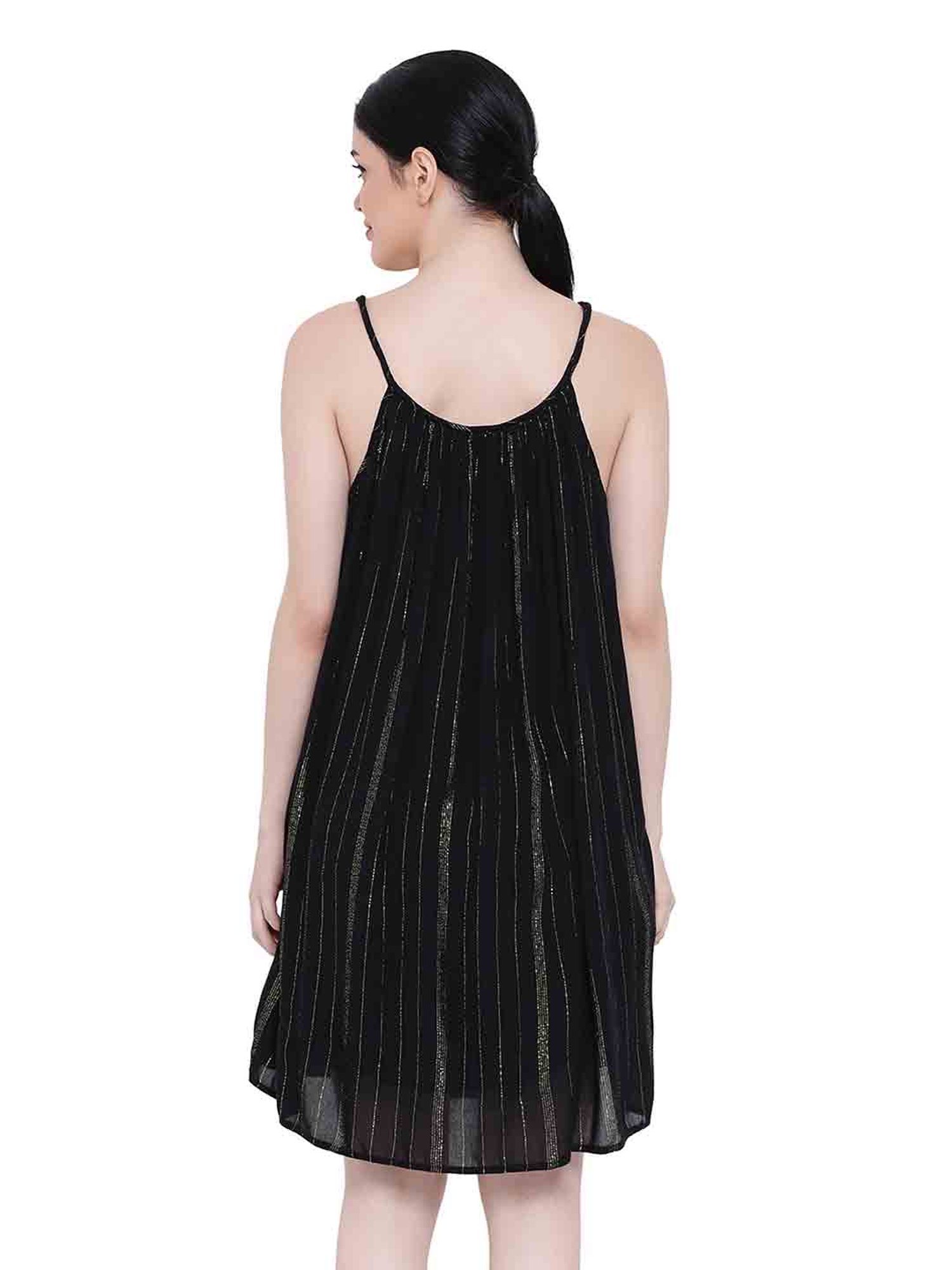 Oxolloxo Black Courtney Vinaya Lurex Night Dress