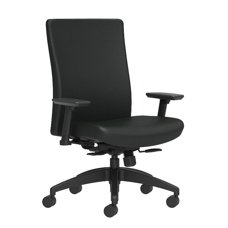 Union & Scale Task Chair 2D, LumbarArms, Blk Vinyl Synchro Tilt 54607
