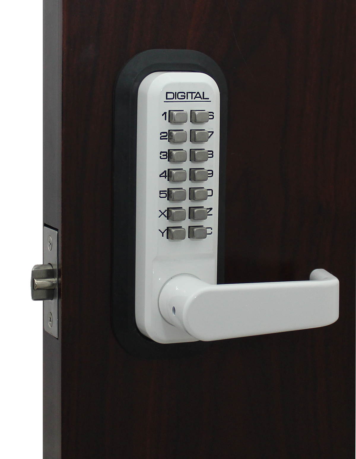 LockeyUSA Digital Door Lock 2835 Lever Handle with Double Combination, White