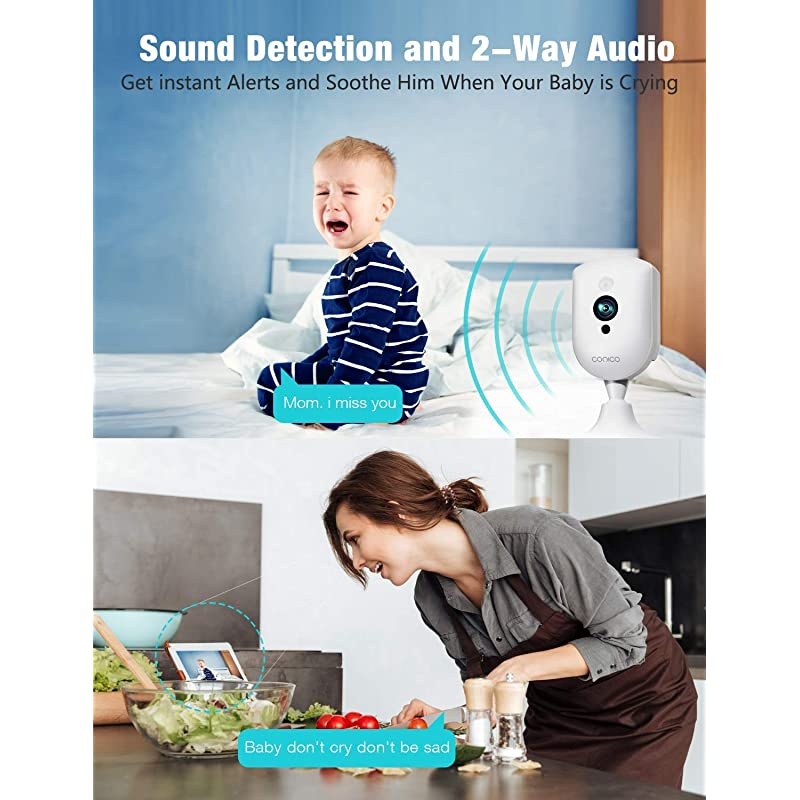 Wireless Security Camera  1080P Wireless Camera with Sound Motion Detection IR Night Vision Home Camera with 2 Way Audio 8X Zoom WiFi Camera Cloud Service Compatible with Alexa