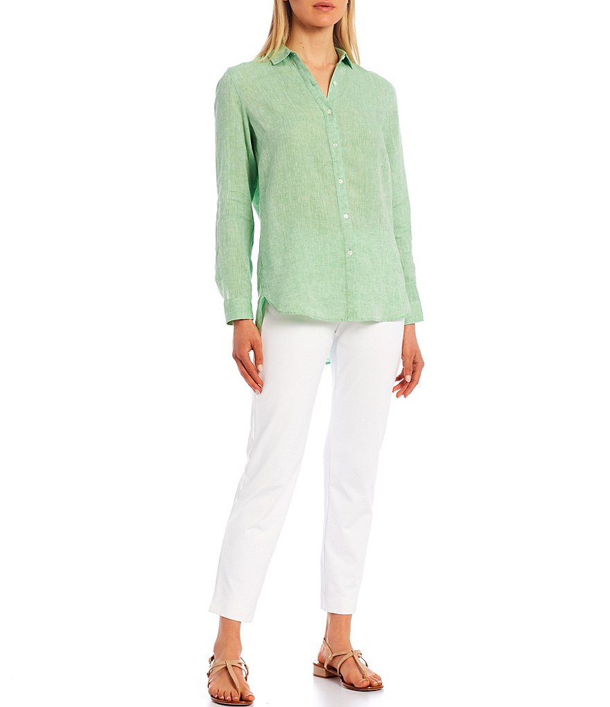 J.McLaughlin Britt Button Front Collared Linen Blouse