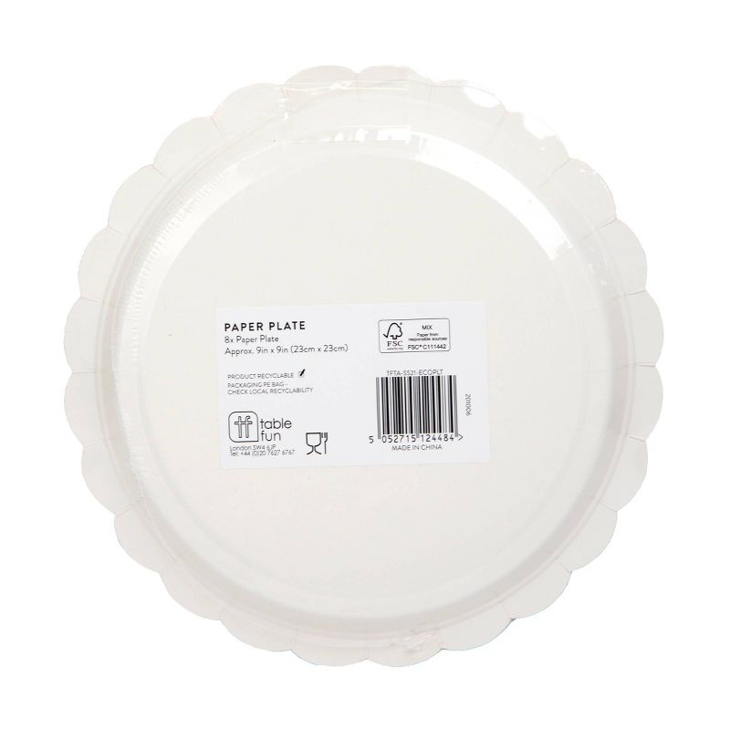 9" 8pk Eco Party Printed Scalloped Paper Plates
