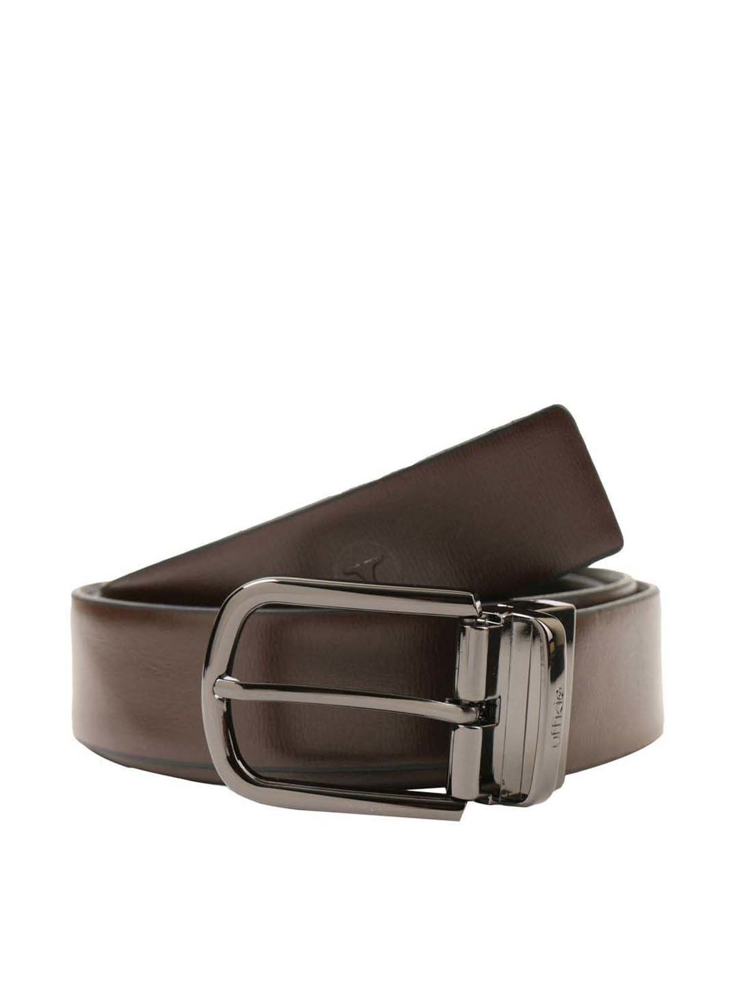 BULCHEE Brown & Black Leather Prong Reversible Belt for Men