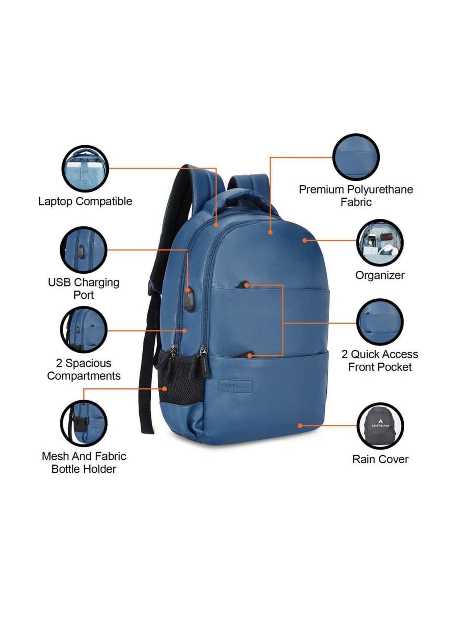 Aristocrat 28 Ltrs Blue Medium Laptop Backpack