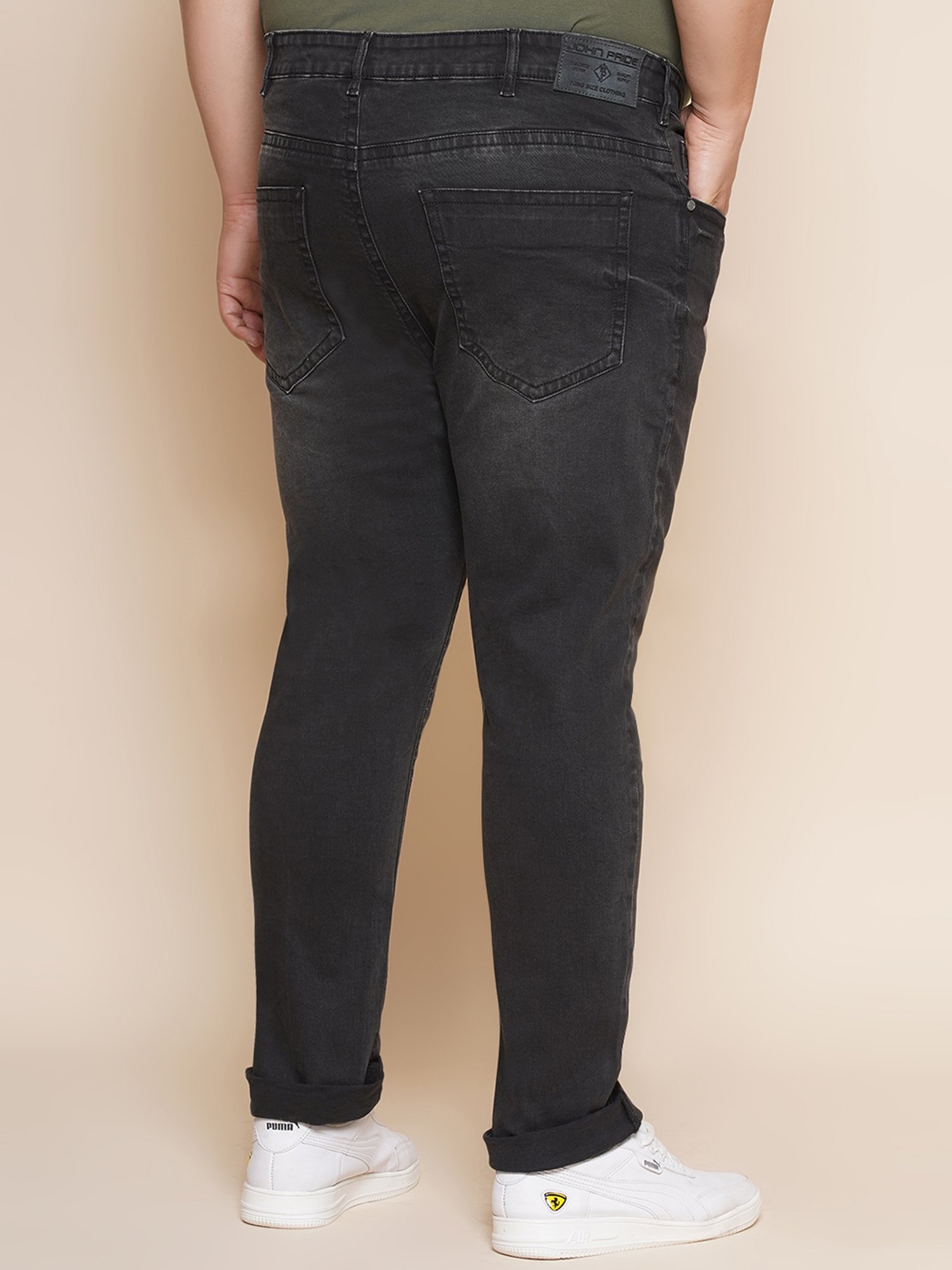 John Pride Black Regular Fit Lightly Washed Jeans