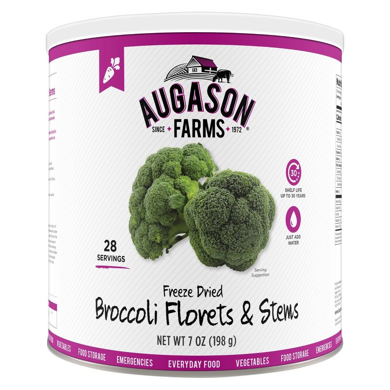 Augason Farms Freeze Dried Broccoli Florets & Stems Emergency Food - 7oz
