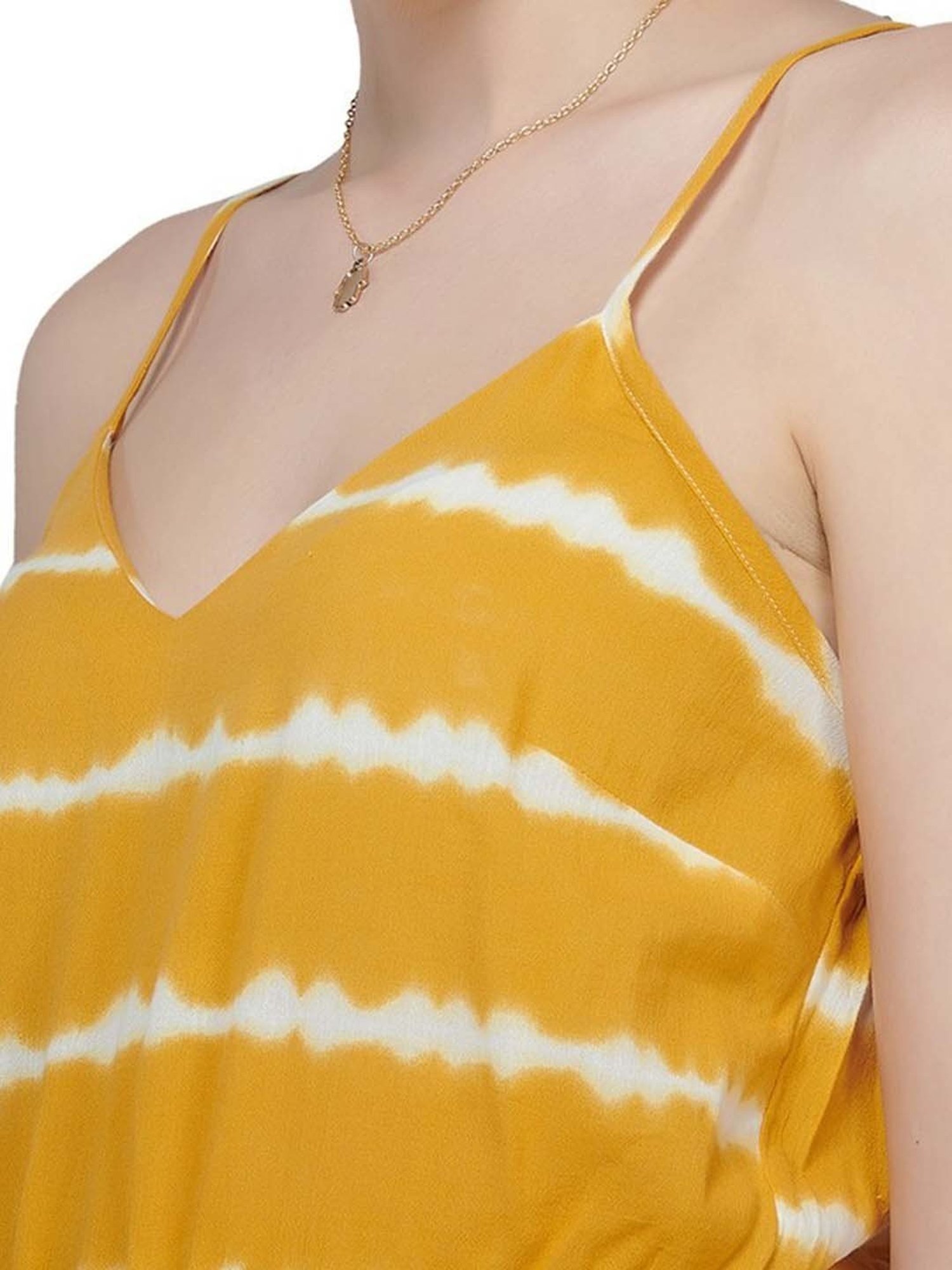 VASTRADO Yellow Tie & Dye Playsuit