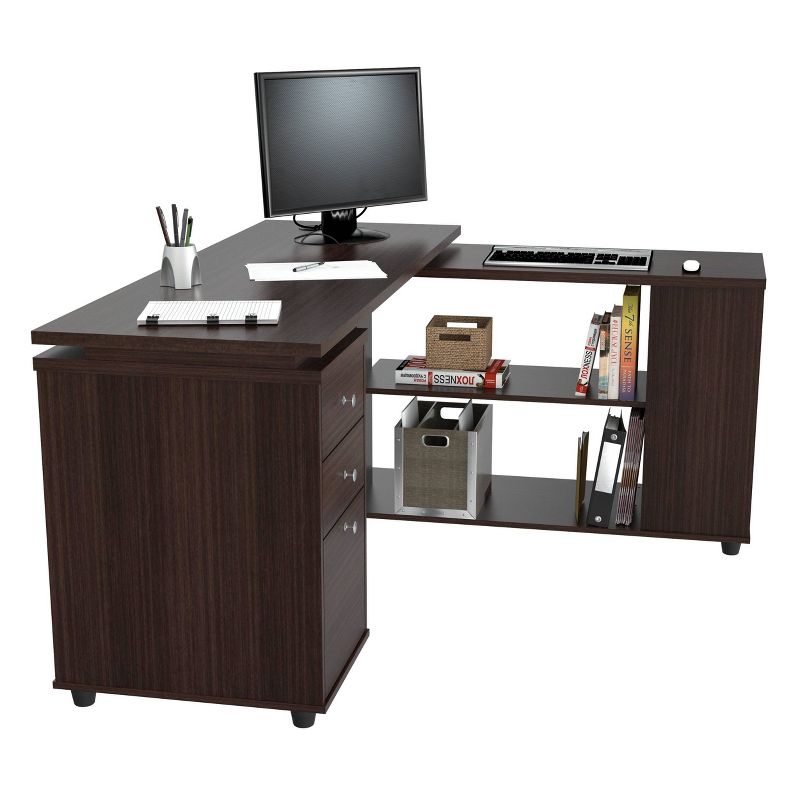L Shaped Computer Work Station Espresso - Inval