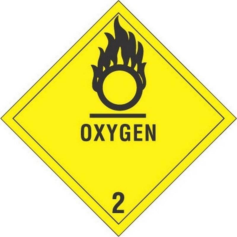 4" x 4" Oxygen D.O.T. Class 2 Hazard Labels (500 per Roll)