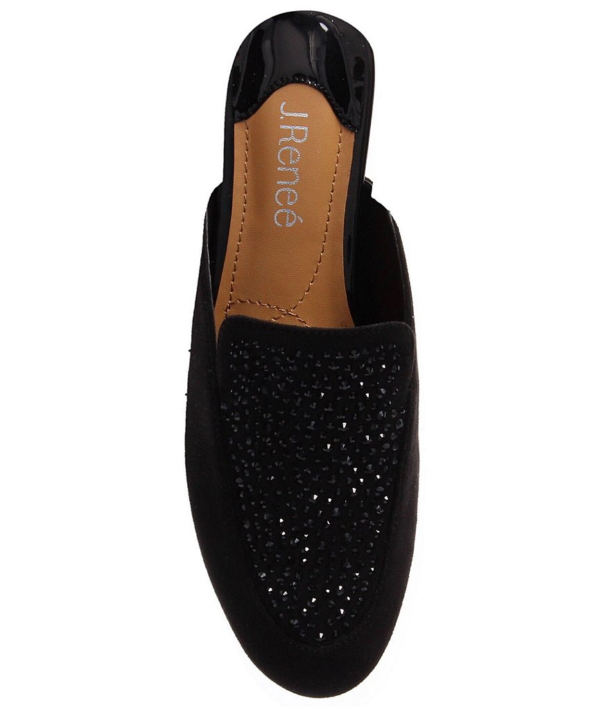 J. Renee Haziza Faux Suede Fabric Rhinestone Mules