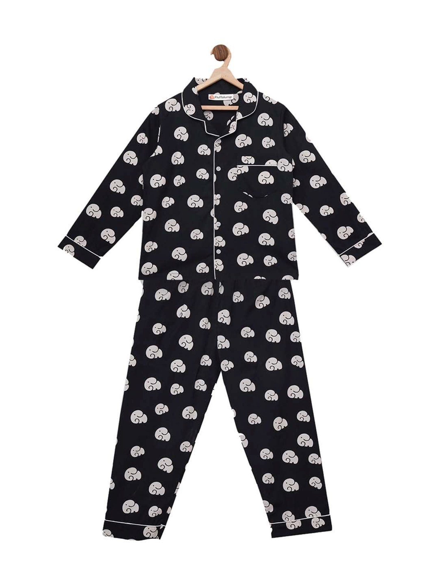 Fluffalump Boys Multicolor Cotton Printed Nightwear Top & Pants Set