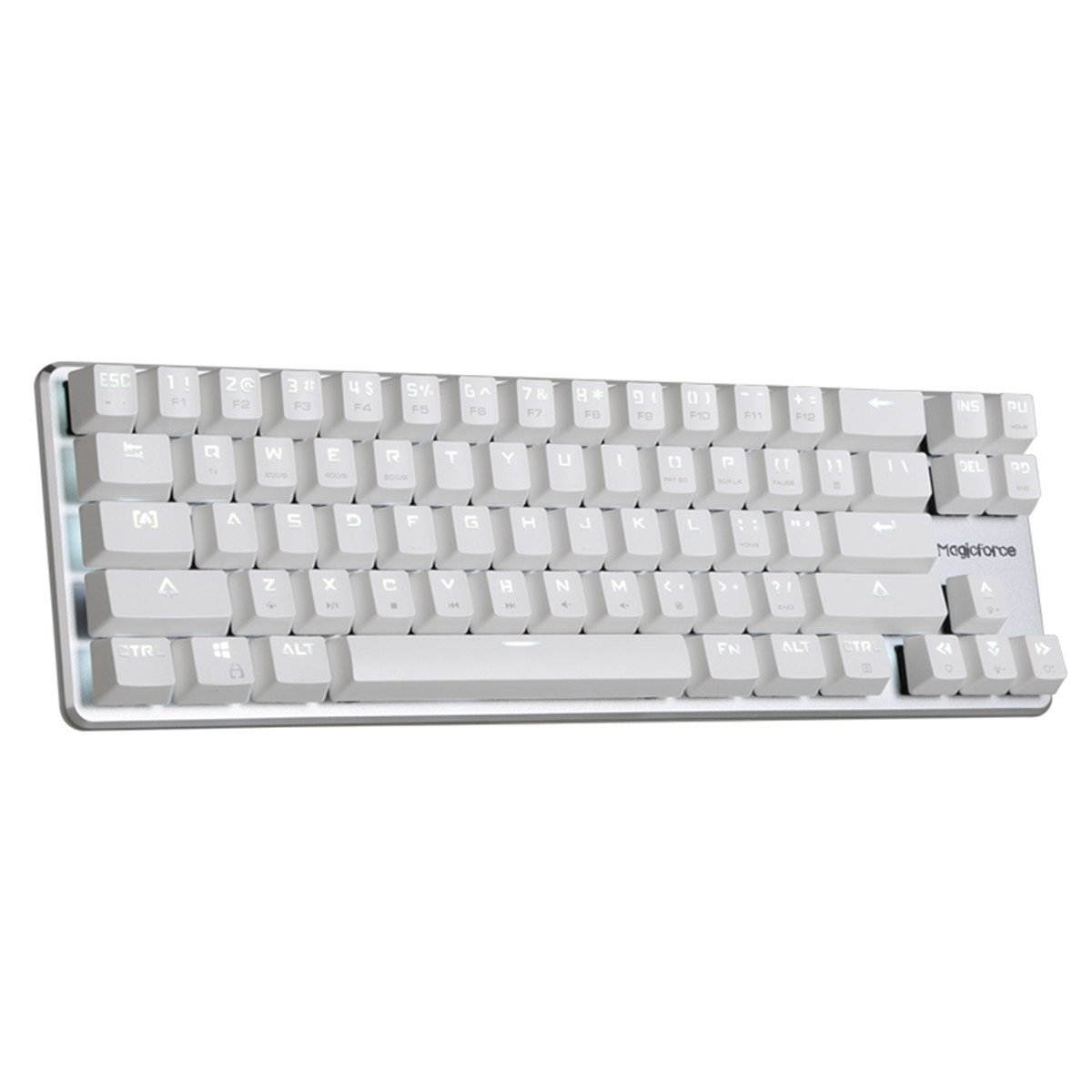 Mechanical Gaming Keyboard GATERON Brown Switch Wired Backlit Mechanical Mini Design (60%) 68 Keys Keyboard White Silver