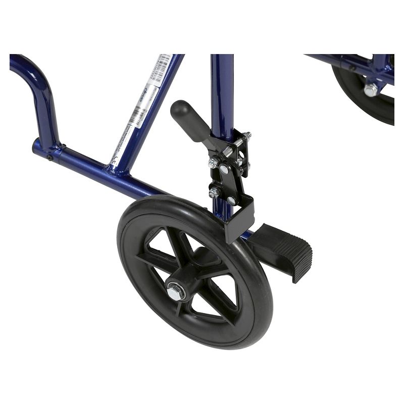 Drive Medical Lightweight Transport Wheelchair, 17" Seat, Blue