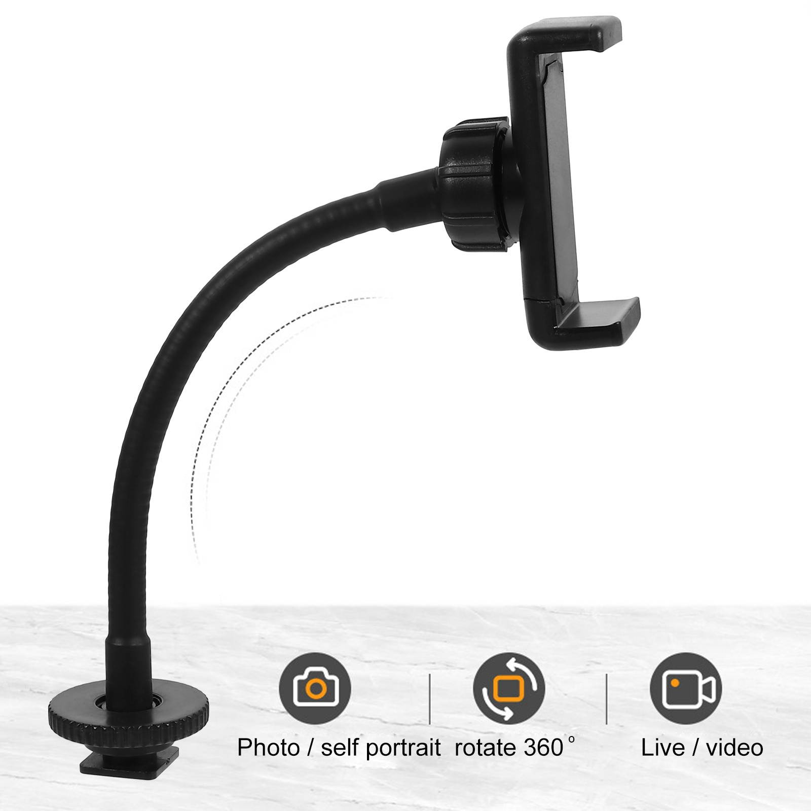 1pc Cellphone Clamp Rotation Gooseneck Hose Flexible Live Broadcast Cellphone Clamp