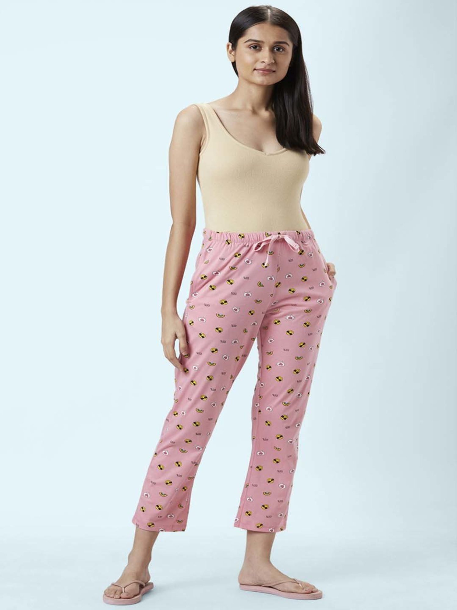 Dreamz by Pantaloons Pink Green Cotton Printed Pyjamas