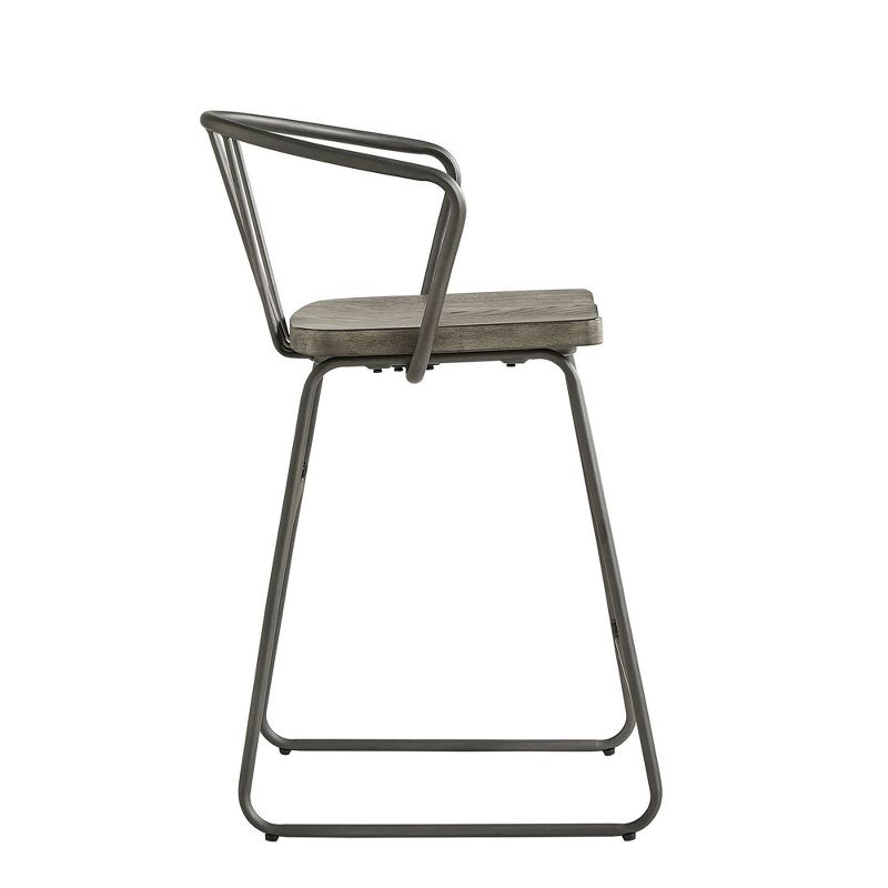 Set of 2 24" Nowell Iron Finish Counter Height Barstools Gray - Inspire Q