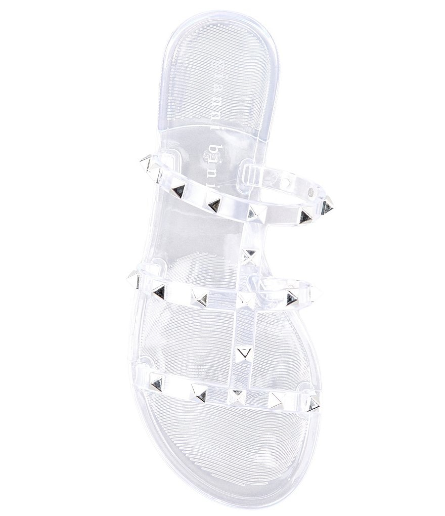 Gianni Bini Tiphany Clear Triple Band Studded Jelly Slides