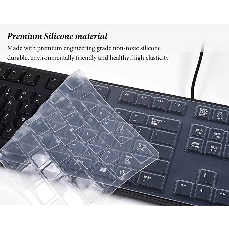 Ultra Thin Silicone Keyboard Cover for Dell Keyboard 104-key KB212-B KB4021 Wired Keyboard - Clear