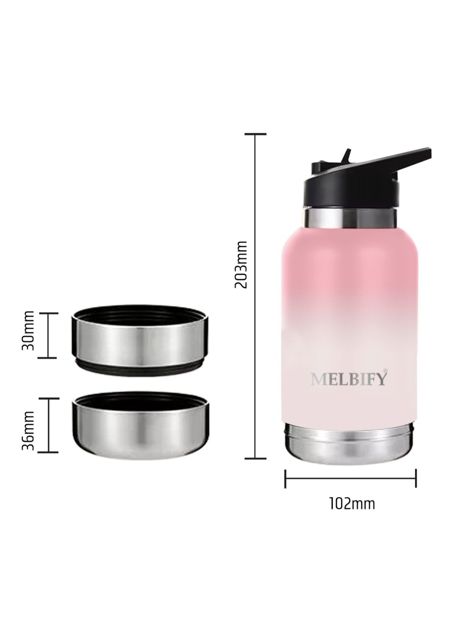 Melbify 2-in-1 Thermos Sipper Pink ThermoSteel Water Bottle (1L)