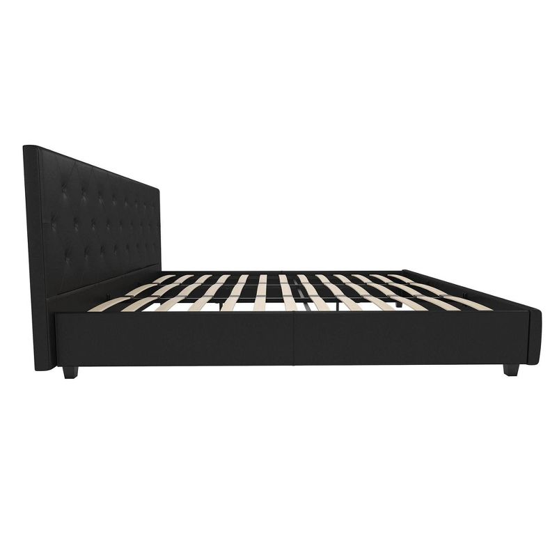 King Dalia Faux Leather Upholstered Bed Black - Room & Joy
