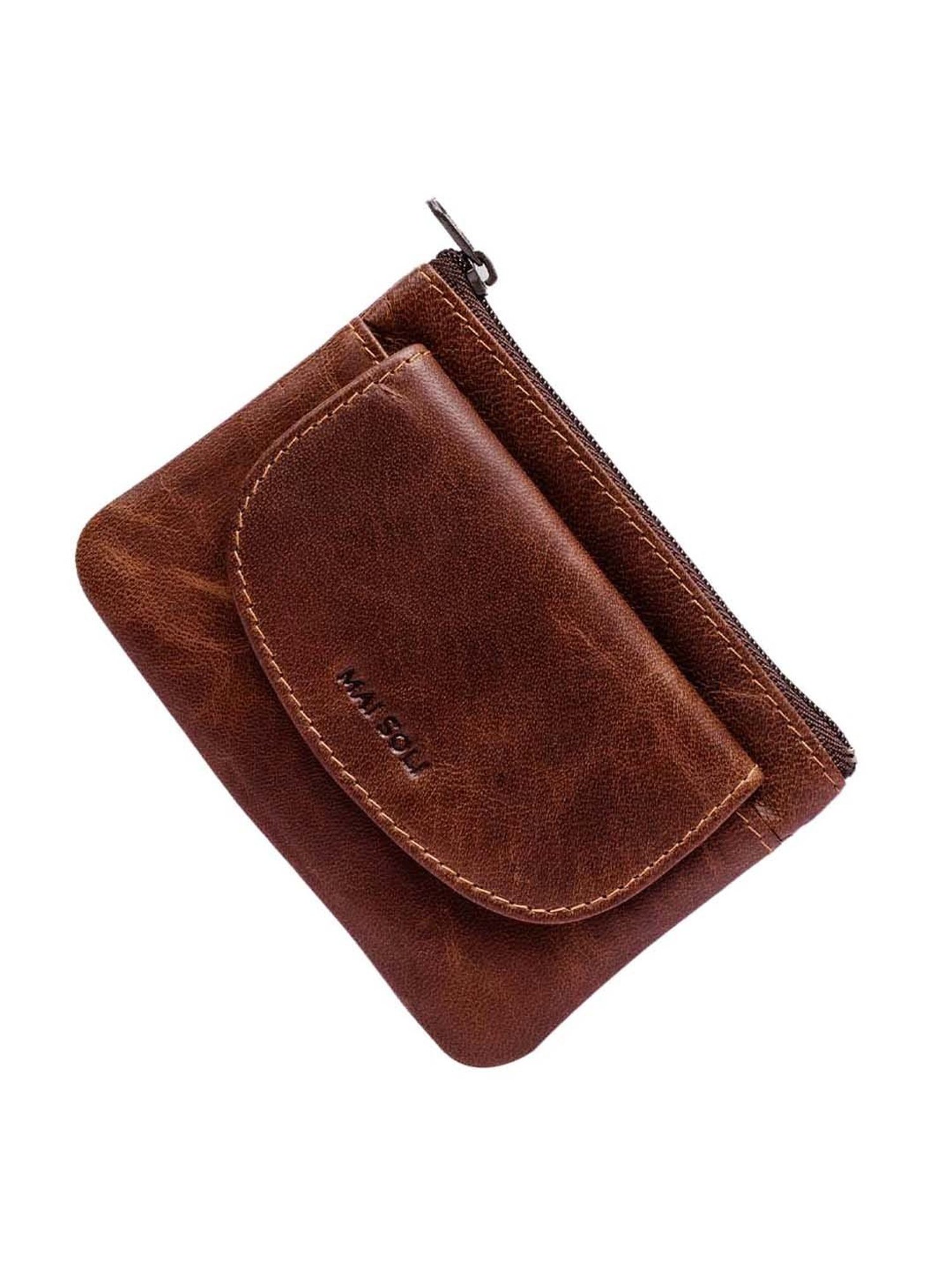Mai Soli Brown Solid Pouch with Key Ring