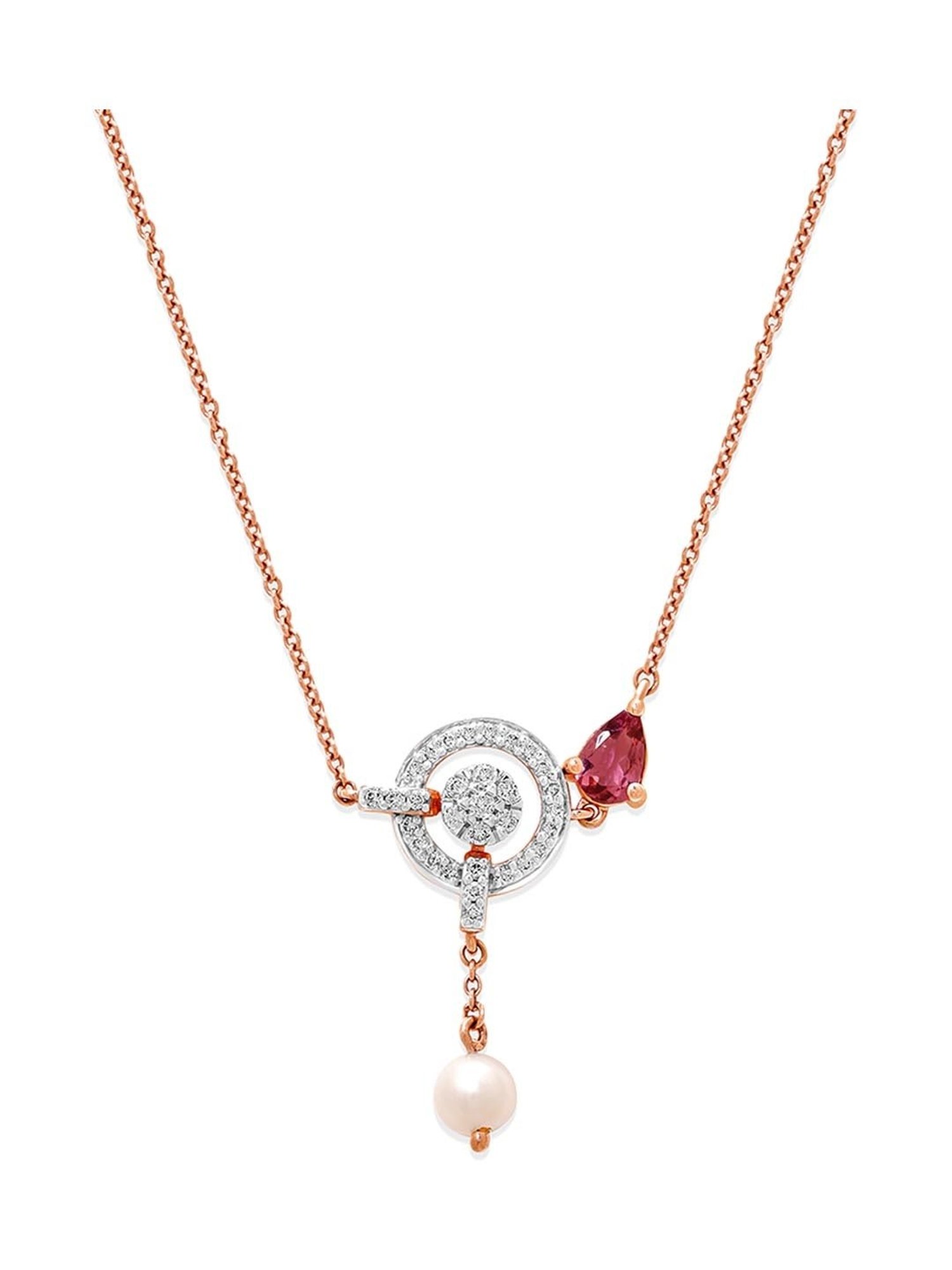 P.N.Gadgil Jewellers 18k Gold Infinity Florall Diamond Necklace For Women