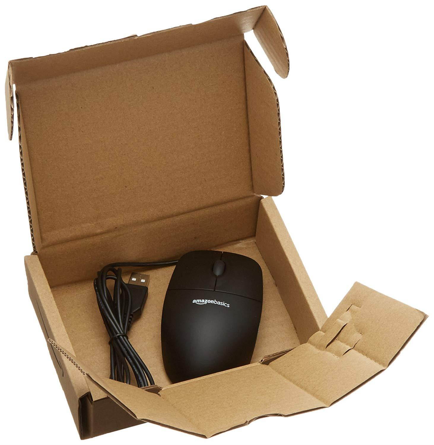 AmazonBasics 3-Button USB Wired Mouse (Black)