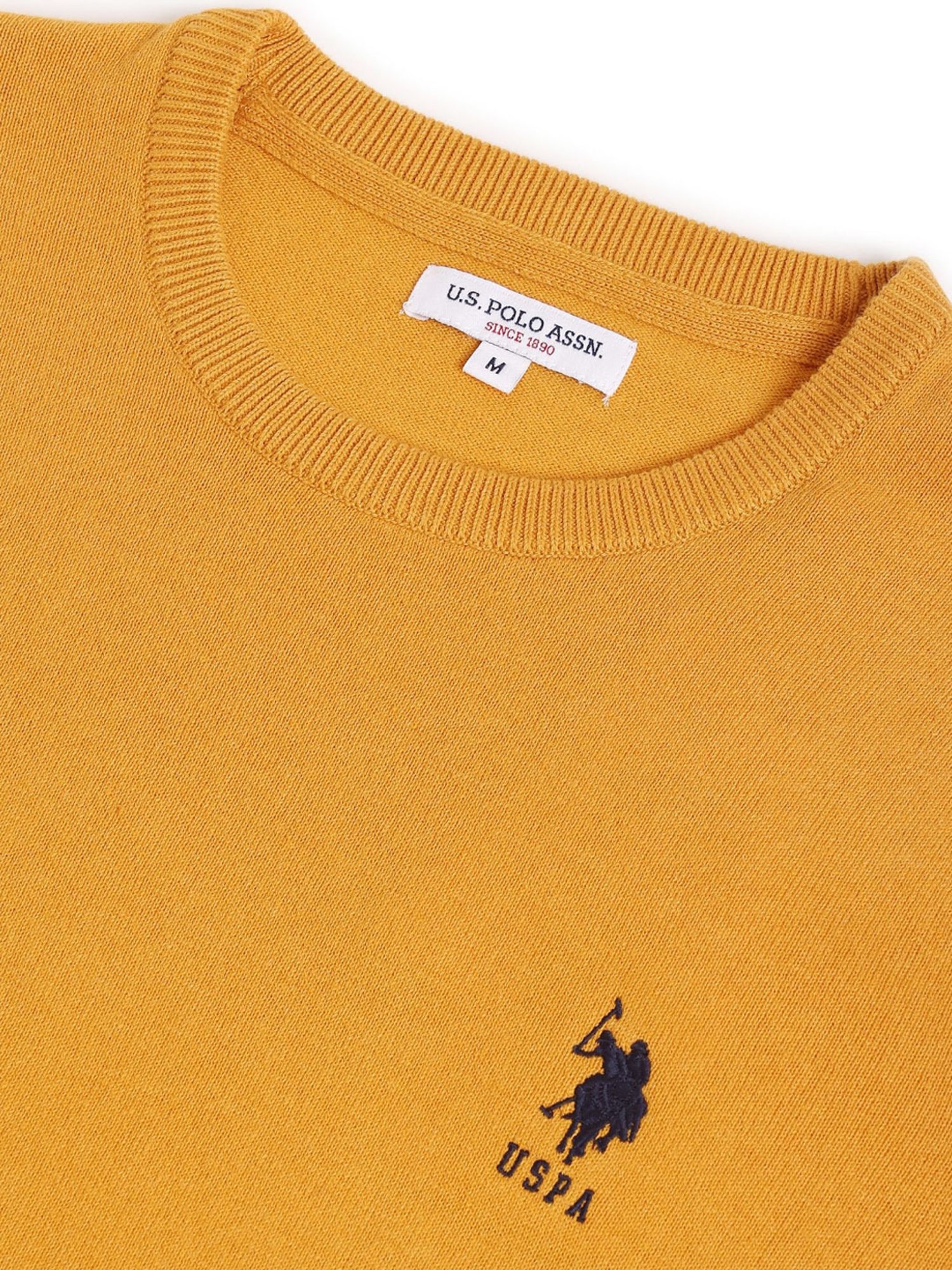 U.S. Polo Assn. Yellow Cotton Regular Fit Sweaters