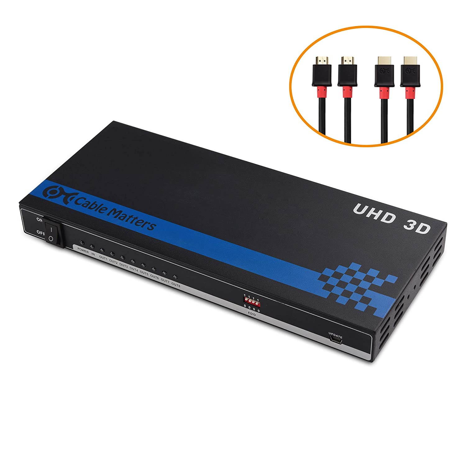 Cable Matters 8 Port 4K HDMI Splitter 4K Resolution Ready