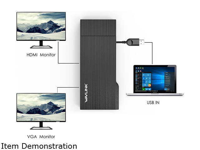 Wavlink Universial Travel USB 3.0 Dock Dual Display HDMI & VGA with Gigabit Ethernet, USB 3.0 Port, Removable Card Reader, HDMI up to 2560x1440 and VGA 1920x1200, Efficient Home Office For Windows Mac