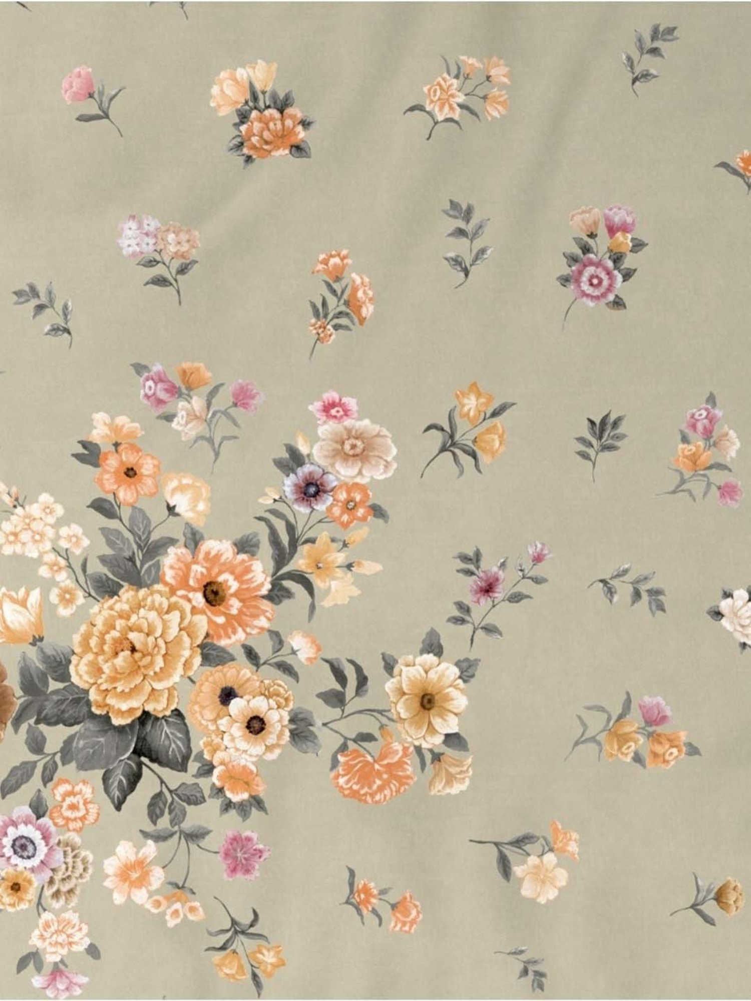 DDecor Floral Orange 150 TC Cotton King Bedsheet with 2 Pillow Covers